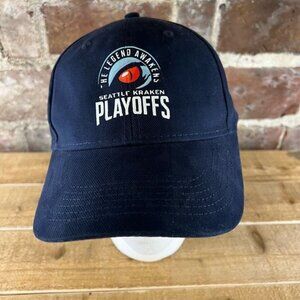 Port & Company Mens SEATTLE KRAKEN PLAYOFFS Hockey Cap Adjustable Blue